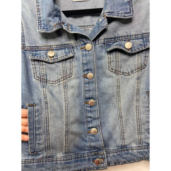 Cisono Denim Collection Jacket Button Front Long Sleeve Blue Womens Size Large - Picture 6 of 9